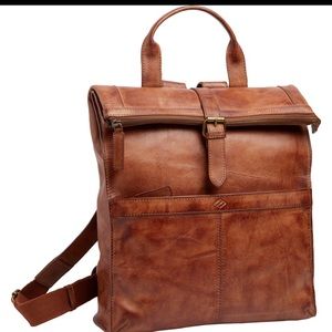 Joseph Abboud Leather Roll-Top Backpack NWT
